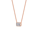 Load image into Gallery viewer, emerald-shape-diamond-bezel-solitaire-pendant-in-rose-gold-fdpd10538emangle2-0-50ct-nl-rg