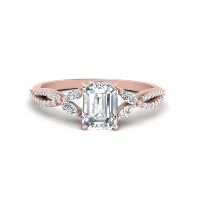 Lab Created Emerald Cut Vine Engagement Ring