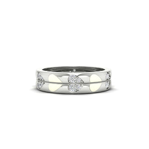 Enamel Diamond Heart Wedding Bands