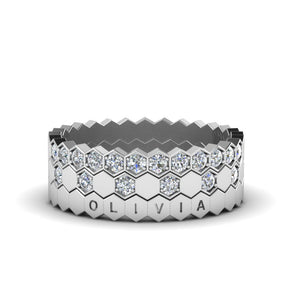 Hexagon Promise Stacking Rings