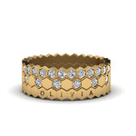 Load image into Gallery viewer, engraved-hexagon-diamond-promise-stacking-rings-in-yellow-gold-FD9187ANGLE5-NL-YG
