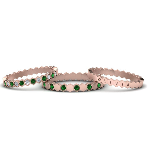 engraved-hexagon-diamond-promise-stacking-rings-with-emerald-in-rose-gold-FD9187GEMGRANGLE5-NL-RG