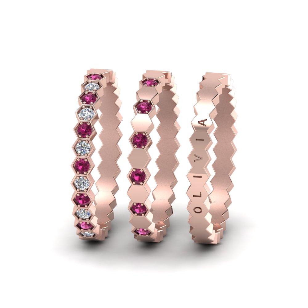 engraved-hexagon-diamond-promise-stacking-rings-with-pink-sapphire-in-rose-gold-FD9187GSADRPIANGLE5-NL-RG