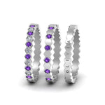 Load image into Gallery viewer, engraved-hexagon-diamond-promise-stacking-rings-with-purple-topaz-in-white-gold-FD9187GVITOANGLE5-NL-WG

