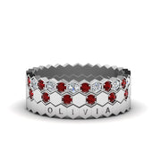 engraved-hexagon-diamond-promise-stacking-rings-with-ruby-in-white-gold-FD9187GRUDRANGLE5-NL-WG