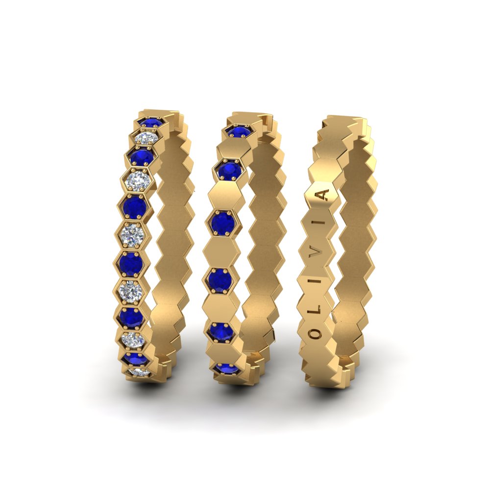 engraved-hexagon-diamond-promise-stacking-rings-with-sapphire-in-yellow-gold-FD9187GSABLANGLE5-NL-YG