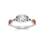 Load image into Gallery viewer, entwined-celtic-asscher-cut-love-knot-orange-sapphire-engagement-ring-in-white-gold-FD9306ASRGSAOR-NL-WG
