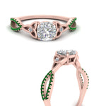 Load image into Gallery viewer, entwined-celtic-cushion-cut-love-knot-emerald-engagement-ring-in-rose-gold-FD9306CURGEMGR-NL-RG
