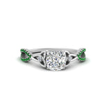 Load image into Gallery viewer, entwined-celtic-cushion-cut-love-knot-emerald-engagement-ring-in-white-gold-FD9306CURGEMGR-NL-WG
