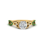 Load image into Gallery viewer, entwined-celtic-cushion-cut-love-knot-emerald-engagement-ring-in-yellow-gold-FD9306CURGEMGR-NL-YG
