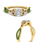 Load image into Gallery viewer, entwined-celtic-cushion-cut-love-knot-emerald-engagement-ring-in-yellow-gold-FD9306CURGEMGR-NL-YG

