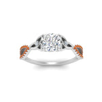 Load image into Gallery viewer, entwined-celtic-cushion-cut-love-knot-orange-sapphire-engagement-ring-in-white-gold-FD9306CURGSAOR-NL-WG
