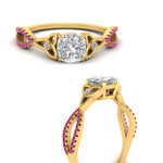 Load image into Gallery viewer, entwined-celtic-cushion-cut-love-knot-pink-sapphire-engagement-ring-in-yellow-gold-FD9306CURGSADRPI-NL-YG
