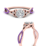 Load image into Gallery viewer, entwined-celtic-cushion-cut-love-knot-purple-topaz-engagement-ring-in-rose-gold-FD9306CURGVITO-NL-RG
