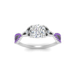 Load image into Gallery viewer, entwined-celtic-cushion-cut-love-knot-purple-topaz-engagement-ring-in-white-gold-FD9306CURGVITO-NL-WG
