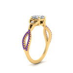 Load image into Gallery viewer, entwined-celtic-cushion-cut-love-knot-purple-topaz-engagement-ring-in-yellow-gold-FD9306CURGVITO-NL-YG

