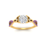 Load image into Gallery viewer, entwined-celtic-cushion-cut-love-knot-purple-topaz-engagement-ring-in-yellow-gold-FD9306CURGVITO-NL-YG
