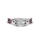 Load image into Gallery viewer, entwined-celtic-cushion-cut-love-knot-ruby-engagement-ring-in-white-gold-FD9306CURGRUDR-NL-WG
