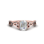 Load image into Gallery viewer, entwined-celtic-emerald-cut-love-knot-black-diamond-engagement-ring-in-rose-gold-FD9306EMRGBLACK-NL-RG
