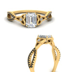 Load image into Gallery viewer, entwined-celtic-emerald-cut-love-knot-black-diamond-engagement-ring-in-yellow-gold-FD9306EMRGBLACK-NL-YG

