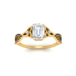 Load image into Gallery viewer, entwined-celtic-emerald-cut-love-knot-black-diamond-engagement-ring-in-yellow-gold-FD9306EMRGBLACK-NL-YG
