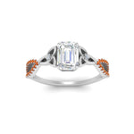 Load image into Gallery viewer, entwined-celtic-emerald-cut-love-knot-orange-sapphire-engagement-ring-in-white-gold-FD9306EMRGSAOR-NL-WG

