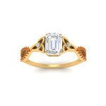 Load image into Gallery viewer, entwined-celtic-emerald-cut-love-knot-orange-sapphire-engagement-ring-in-yellow-gold-FD9306EMRGSAOR-NL-YG
