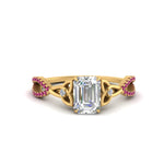 Load image into Gallery viewer, entwined-celtic-emerald-cut-love-knot-pink-sapphire-engagement-ring-in-yellow-gold-FD9306EMRGSADRPI-NL-YG
