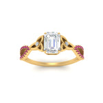 Load image into Gallery viewer, entwined-celtic-emerald-cut-love-knot-pink-sapphire-engagement-ring-in-yellow-gold-FD9306EMRGSADRPI-NL-YG
