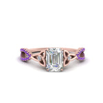 Load image into Gallery viewer, entwined-celtic-emerald-cut-love-knot-purple-topaz-engagement-ring-in-rose-gold-FD9306EMRGVITO-NL-RG
