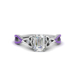 Load image into Gallery viewer, entwined-celtic-emerald-cut-love-knot-purple-topaz-engagement-ring-in-white-gold-FD9306EMRGVITO-NL-WG
