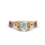 Load image into Gallery viewer, entwined-celtic-emerald-cut-love-knot-purple-topaz-engagement-ring-in-yellow-gold-FD9306EMRGVITO-NL-YG
