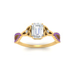 Load image into Gallery viewer, entwined-celtic-emerald-cut-love-knot-purple-topaz-engagement-ring-in-yellow-gold-FD9306EMRGVITO-NL-YG
