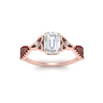Load image into Gallery viewer, entwined-celtic-emerald-cut-love-knot-ruby-engagement-ring-in-rose-gold-FD9306EMRGRUDR-NL-RG
