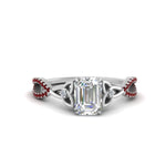 Load image into Gallery viewer, entwined-celtic-emerald-cut-love-knot-ruby-engagement-ring-in-white-gold-FD9306EMRGRUDR-NL-WG
