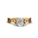 Load image into Gallery viewer, entwined-celtic-emerald-cut-love-knot-ruby-engagement-ring-in-yellow-gold-FD9306EMRGRUDR-NL-YG
