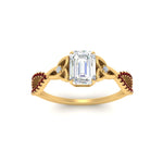 Load image into Gallery viewer, entwined-celtic-emerald-cut-love-knot-ruby-engagement-ring-in-yellow-gold-FD9306EMRGRUDR-NL-YG
