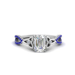 Load image into Gallery viewer, entwined-celtic-emerald-cut-love-knot-sapphire-engagement-ring-in-white-gold-FD9306EMRGSABL-NL-WG

