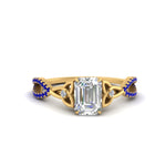 Load image into Gallery viewer, entwined-celtic-emerald-cut-love-knot-sapphire-engagement-ring-in-yellow-gold-FD9306EMRGSABL-NL-YG
