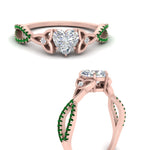 Load image into Gallery viewer, entwined-celtic-heart-shaped-love-knot-emerald-engagement-ring-in-rose-gold-FD9306HTRGEMGR-NL-RG
