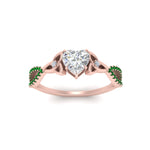 Load image into Gallery viewer, entwined-celtic-heart-shaped-love-knot-emerald-engagement-ring-in-rose-gold-FD9306HTRGEMGR-NL-RG
