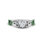 Load image into Gallery viewer, entwined-celtic-heart-shaped-love-knot-emerald-engagement-ring-in-white-gold-FD9306HTRGEMGR-NL-WG
