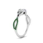 Load image into Gallery viewer, entwined-celtic-heart-shaped-love-knot-emerald-engagement-ring-in-white-gold-FD9306HTRGEMGR-NL-WG
