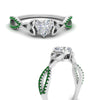 Load image into Gallery viewer, entwined-celtic-heart-shaped-love-knot-emerald-engagement-ring-in-white-gold-FD9306HTRGEMGR-NL-WG