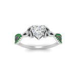 Load image into Gallery viewer, entwined-celtic-heart-shaped-love-knot-emerald-engagement-ring-in-white-gold-FD9306HTRGEMGR-NL-WG
