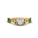 Load image into Gallery viewer, entwined-celtic-heart-shaped-love-knot-emerald-engagement-ring-in-yellow-gold-FD9306HTRGEMGR-NL-YG

