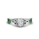 Load image into Gallery viewer, entwined-celtic-pear-shaped-love-knot-emerald-engagement-ring-in-white-gold-FD9306PERGEMGR-NL-WG

