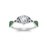 Load image into Gallery viewer, entwined-celtic-pear-shaped-love-knot-emerald-engagement-ring-in-white-gold-FD9306PERGEMGR-NL-WG
