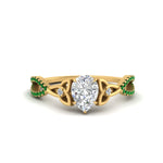 Load image into Gallery viewer, entwined-celtic-pear-shaped-love-knot-emerald-engagement-ring-in-yellow-gold-FD9306PERGEMGR-NL-YG
