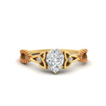 Load image into Gallery viewer, entwined-celtic-pear-shaped-love-knot-orange-sapphire-engagement-ring-in-yellow-gold-FD9306PERGSAOR-NL-YG
